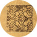 Round Abstract Brown Modern Rug, abs1195brn