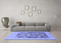 Machine Washable Abstract Blue Modern Rug, wshabs1195blu