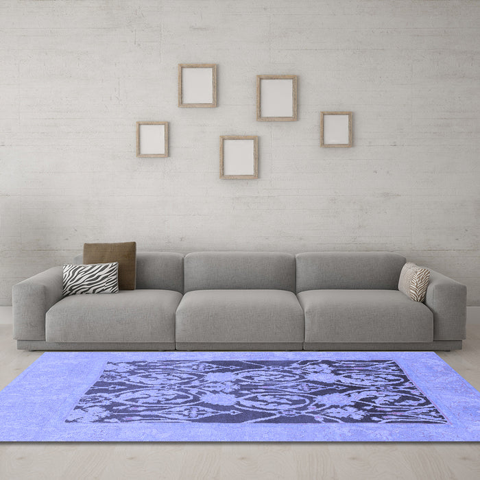 Machine Washable Abstract Blue Modern Rug in a Living Room, wshabs1195blu