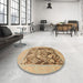 Round Machine Washable Abstract Light Brown Rug in a Office, wshabs1195