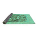 Sideview of Abstract Turquoise Modern Rug, abs1195turq