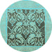 Round Abstract Light Blue Modern Rug, abs1195lblu