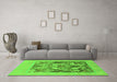 Machine Washable Abstract Green Modern Area Rugs in a Living Room,, wshabs1195grn