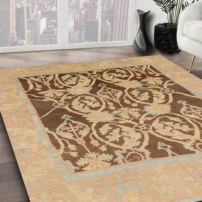 Machine Washable Abstract Light Brown Rug in a Family Room, wshabs1195