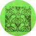 Round Abstract Green Modern Rug, abs1195grn