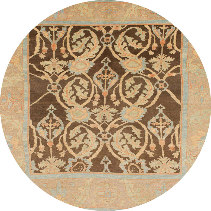 Round Machine Washable Abstract Light Brown Rug, wshabs1195