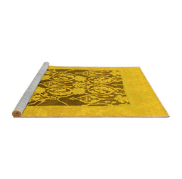 Sideview of Machine Washable Abstract Yellow Modern Rug, wshabs1195yw