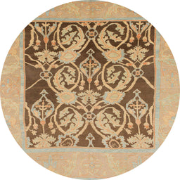 Round Abstract Light Brown Modern Rug, abs1195