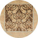 Round Abstract Light Brown Modern Rug, abs1195