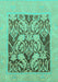 Machine Washable Abstract Turquoise Modern Area Rugs, wshabs1195turq