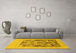 Machine Washable Abstract Yellow Modern Rug in a Living Room, wshabs1195yw