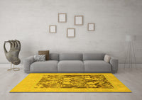 Machine Washable Abstract Yellow Modern Rug, wshabs1195yw