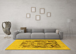 Machine Washable Abstract Yellow Modern Rug in a Living Room, wshabs1195yw