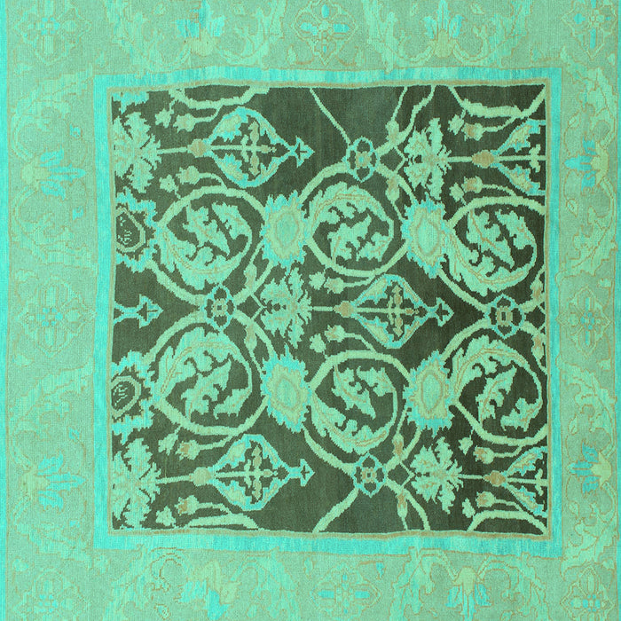 Square Abstract Turquoise Modern Rug, abs1195turq