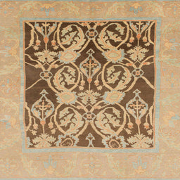 Square Machine Washable Abstract Light Brown Rug, wshabs1195