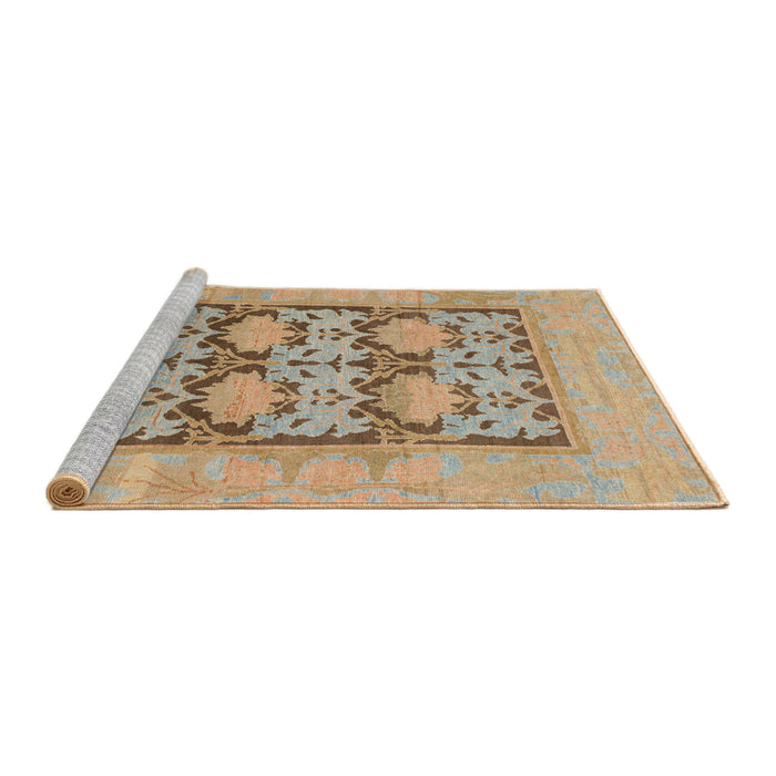 Sideview of Machine Washable Abstract Brown Sugar Brown Rug, wshabs1196