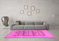 Machine Washable Oriental Pink Traditional Rug, wshabs1196pnk