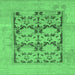 Square Machine Washable Oriental Emerald Green Traditional Area Rugs, wshabs1196emgrn