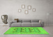 Machine Washable Oriental Green Traditional Area Rugs in a Living Room,, wshabs1196grn