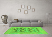 Machine Washable Oriental Green Traditional Rug, wshabs1196grn