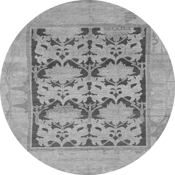 Round Oriental Gray Traditional Rug, abs1196gry