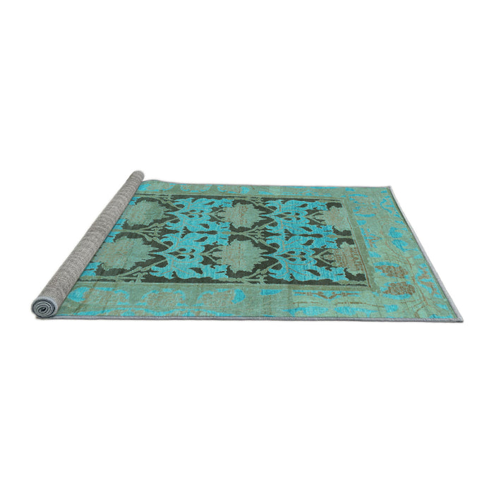 Sideview of Machine Washable Oriental Light Blue Traditional Rug, wshabs1196lblu