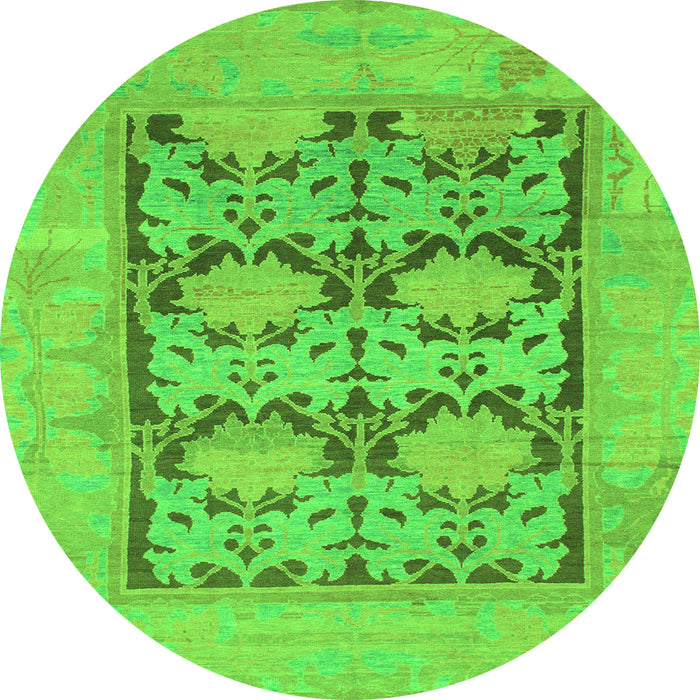 Round Oriental Green Traditional Rug, abs1196grn