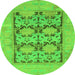 Round Oriental Green Traditional Rug, abs1196grn