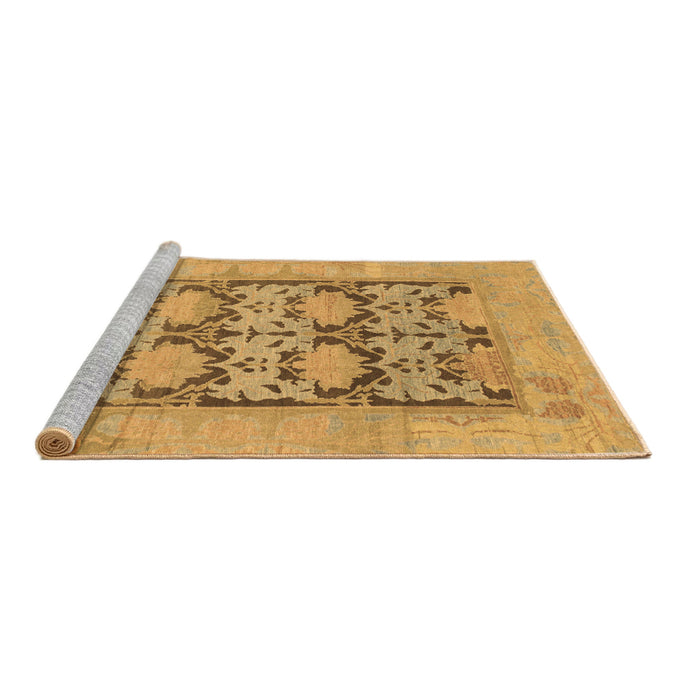 Sideview of Machine Washable Oriental Brown Traditional Rug, wshabs1196brn