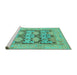 Sideview of Machine Washable Oriental Turquoise Traditional Area Rugs, wshabs1196turq
