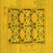 Square Machine Washable Oriental Yellow Traditional Rug, wshabs1196yw