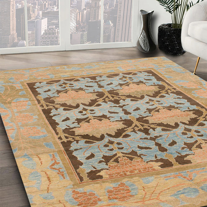 Abstract Brown Oriental Rug in Family Room, abs1196