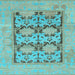 Square Machine Washable Oriental Light Blue Traditional Rug, wshabs1196lblu