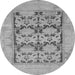Round Machine Washable Oriental Gray Traditional Rug, wshabs1196gry