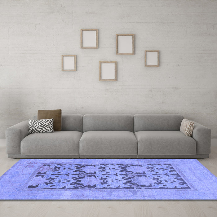 Machine Washable Oriental Blue Traditional Rug in a Living Room, wshabs1196blu