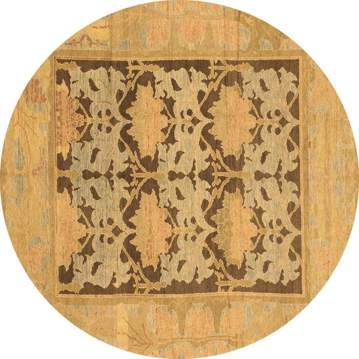 Round Oriental Brown Traditional Rug, abs1196brn