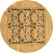 Round Oriental Brown Traditional Rug, abs1196brn