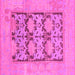 Square Machine Washable Oriental Pink Traditional Rug, wshabs1196pnk