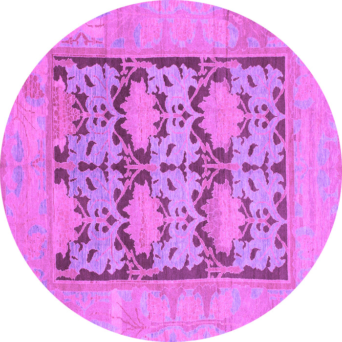 Round Machine Washable Oriental Purple Traditional Area Rugs, wshabs1196pur