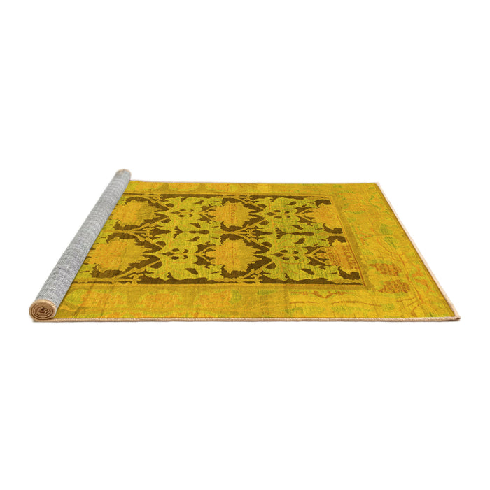 Sideview of Machine Washable Oriental Yellow Traditional Rug, wshabs1196yw