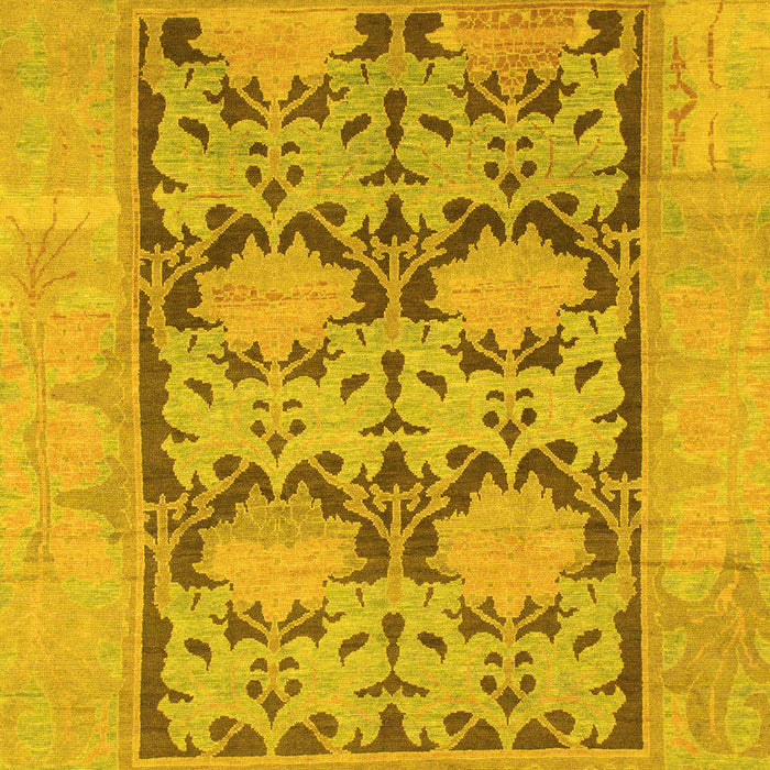 Machine Washable Oriental Yellow Traditional Rug, wshabs1196yw