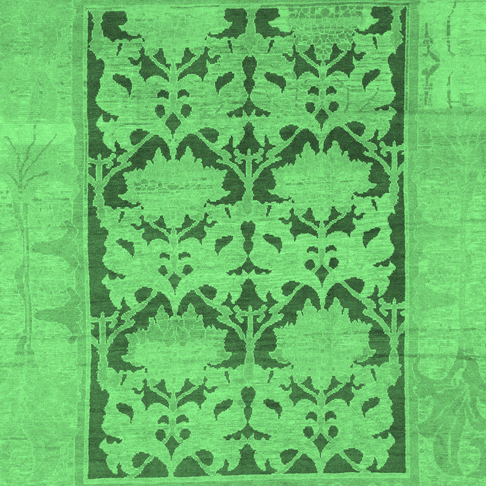 Machine Washable Oriental Emerald Green Traditional Area Rugs, wshabs1196emgrn