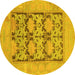 Round Oriental Yellow Traditional Rug, abs1196yw