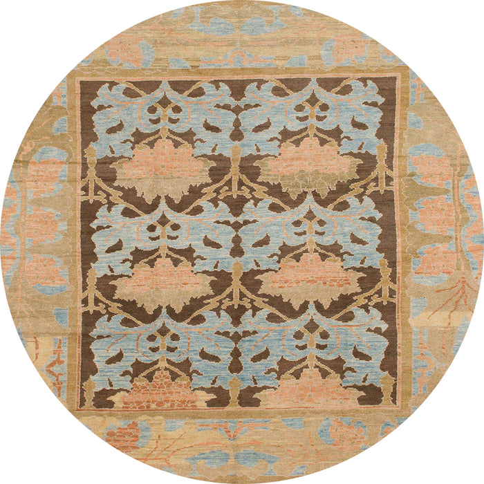 Round Abstract Brown Oriental Rug, abs1196