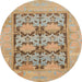 Round Abstract Brown Oriental Rug, abs1196