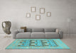 Machine Washable Oriental Light Blue Traditional Rug in a Living Room, wshabs1196lblu