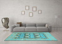 Machine Washable Oriental Light Blue Traditional Rug, wshabs1196lblu