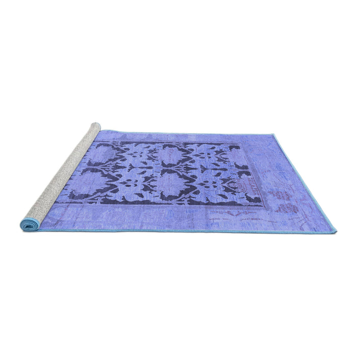 Sideview of Machine Washable Oriental Blue Traditional Rug, wshabs1196blu