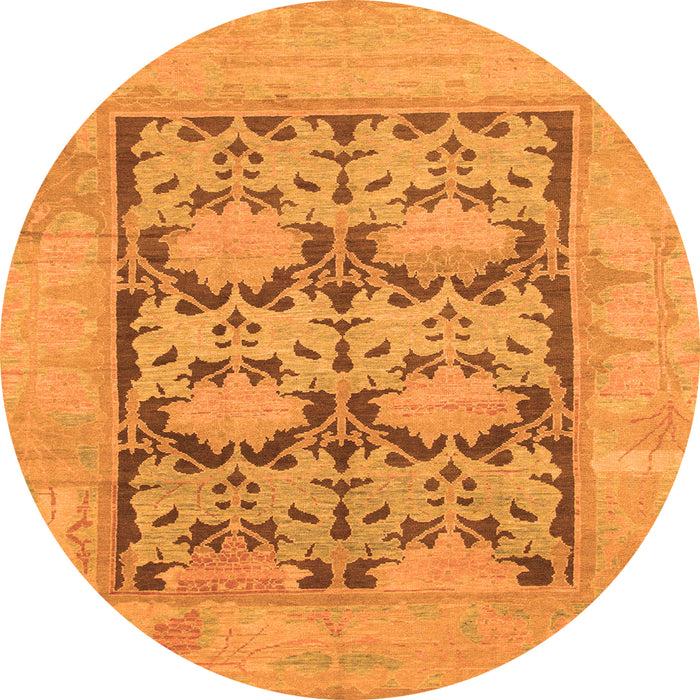 Round Oriental Orange Traditional Rug, abs1196org