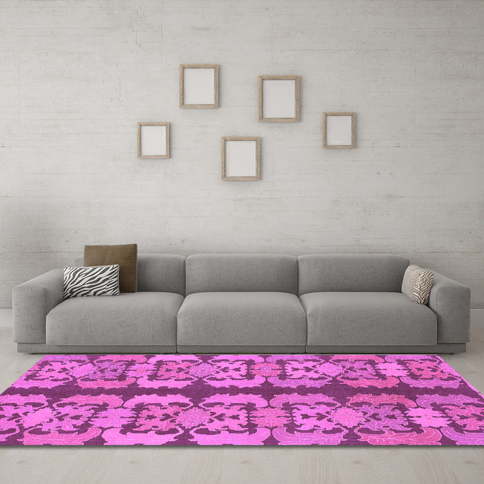 Machine Washable Abstract Purple Modern Area Rugs in a Living Room, wshabs1197pur